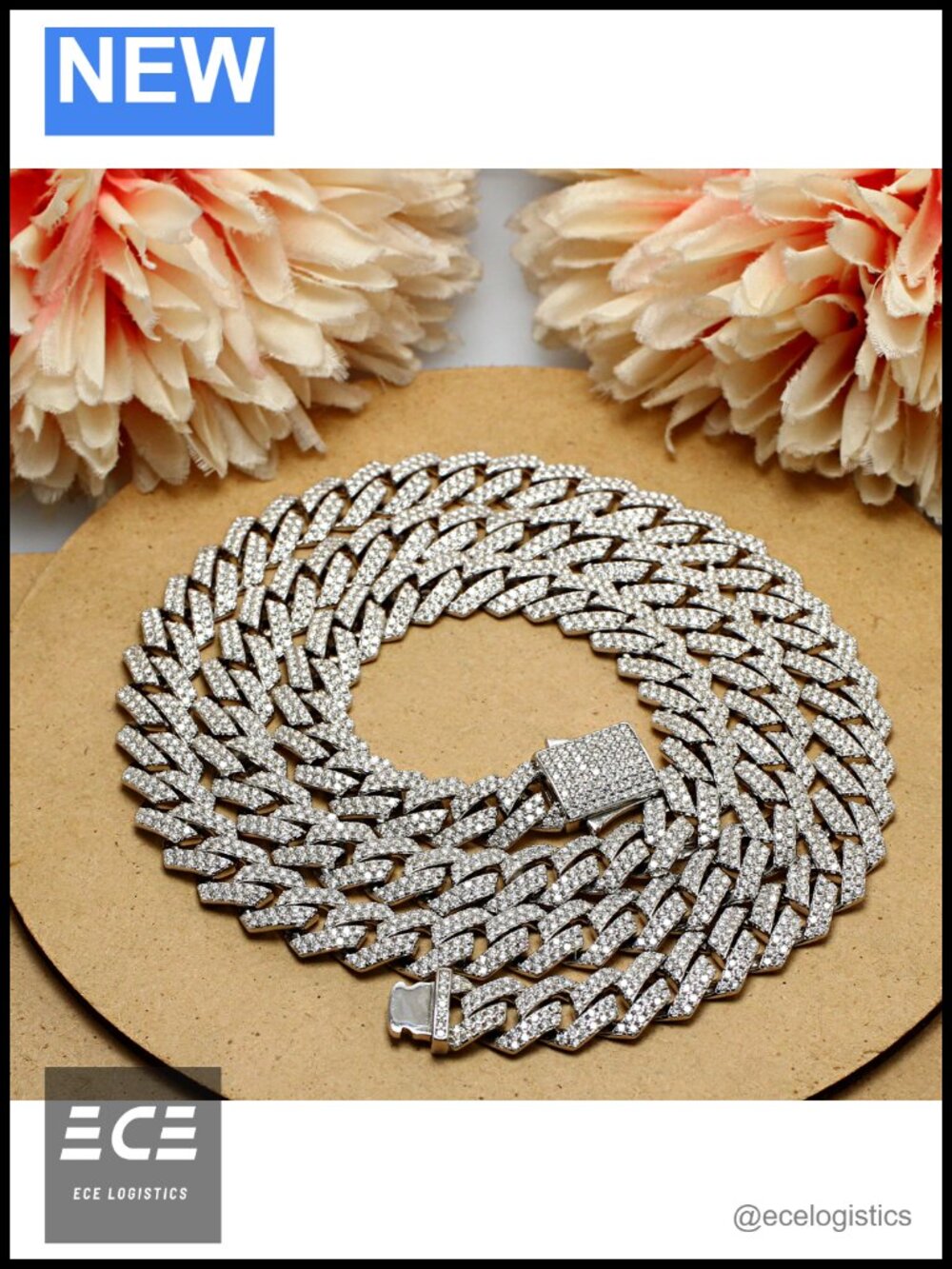 Moissanite Cuban Link Chain Necklace 14k Gold Plated Sterling Silver 12mm - Picture 6 of 6